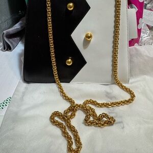 Paloma Picasso Black and White Crossbody Bag with Gold Chain. GUC